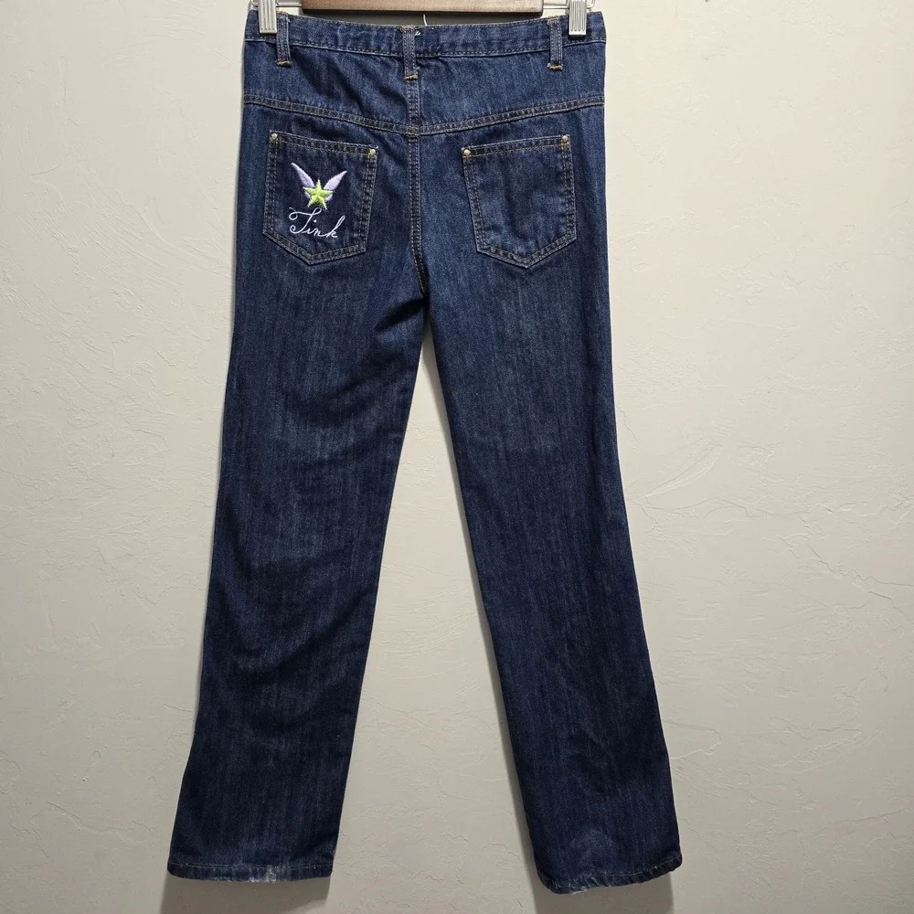 Disney Store Tinker Bell Girls Jeans Size 10/12 Embroidered Denim Pants Y2K